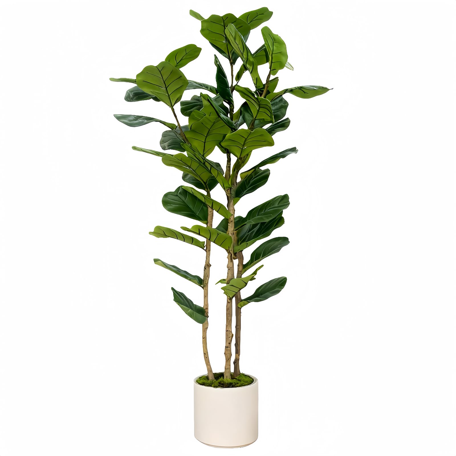 FLRLIVING arbol artificial ficus lyrata 5ft en jardinera blanca, ideal para sala.