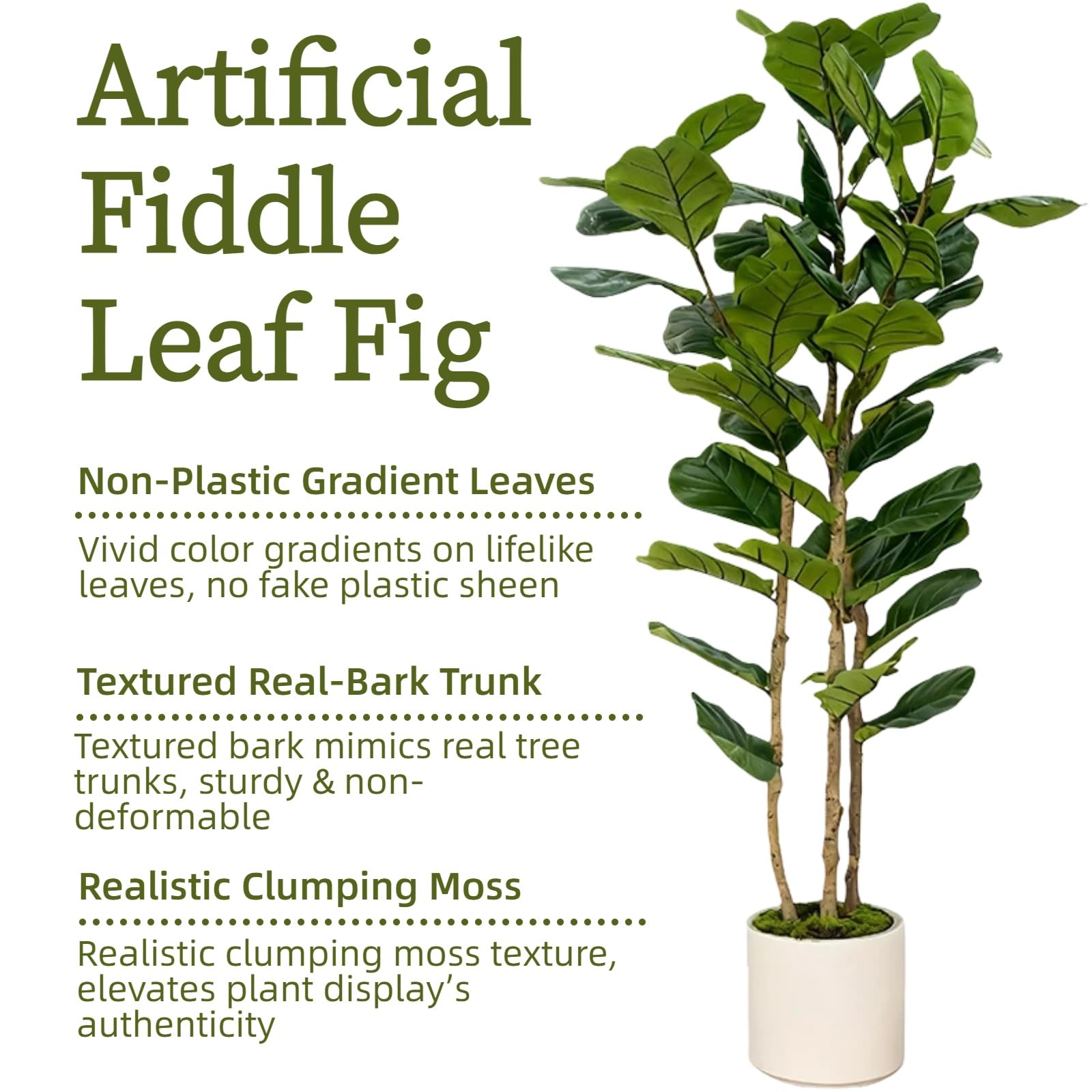 FLRLIVING planta artificial ficus lyrata para sala, añade elegancia duradera.