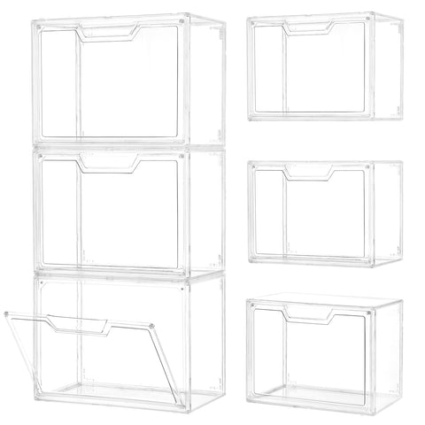 Freebat cajas claras con tapas para identificación rápida y organización de accesorios.