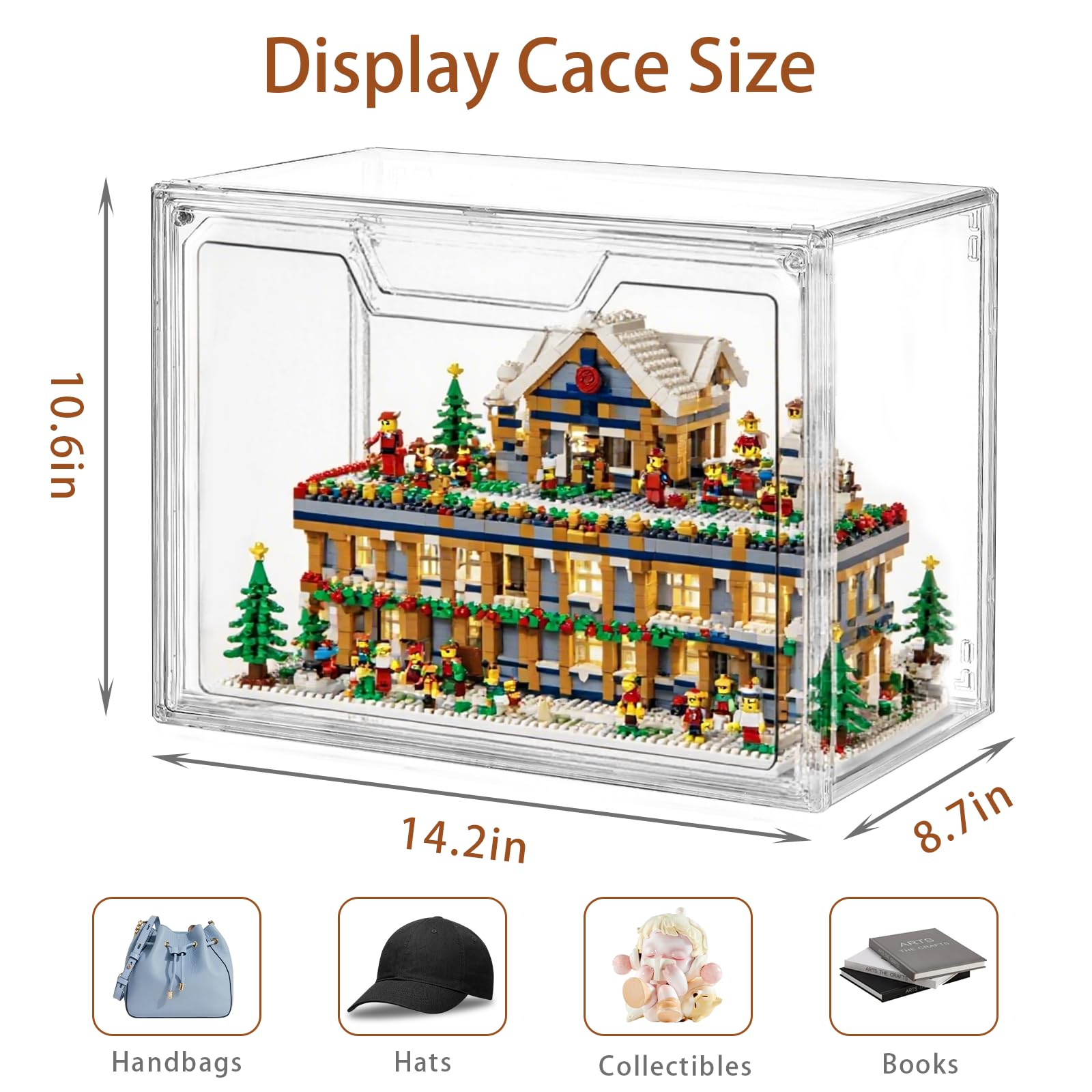 Freebat vitrina acrílica rectangular con puerta magnética ofrece visibilidad total de objetos.