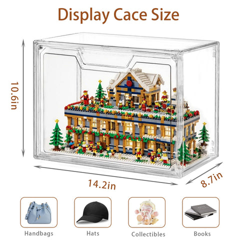 Freebat vitrina acrílica rectangular con puerta magnética ofrece visibilidad total de objetos.