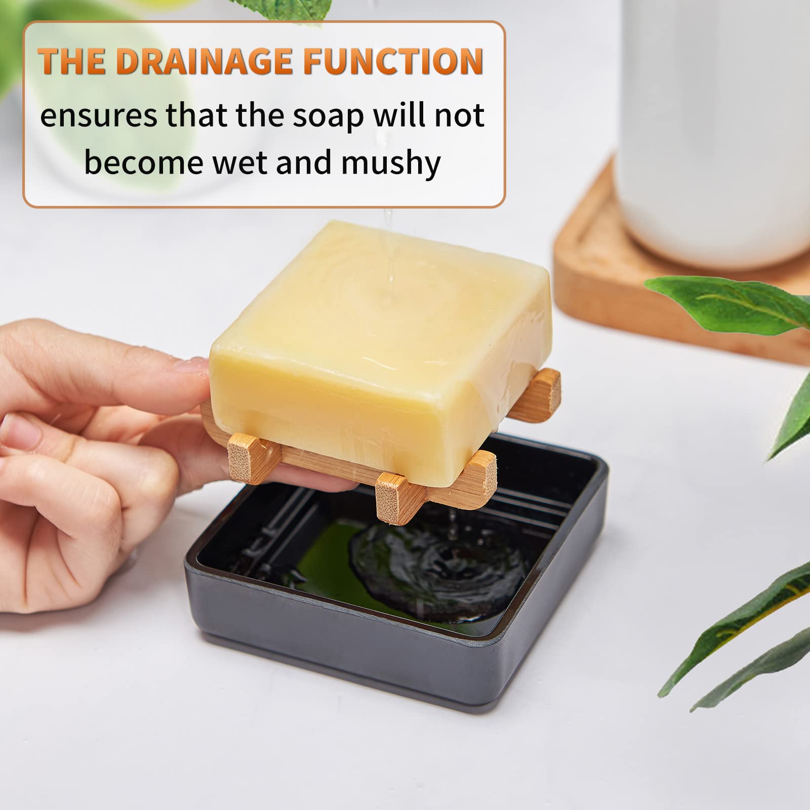 Fufengz jabonera bambu para bano y cocina facil limpieza