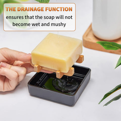 Fufengz jabonera bambu para bano y cocina facil limpieza