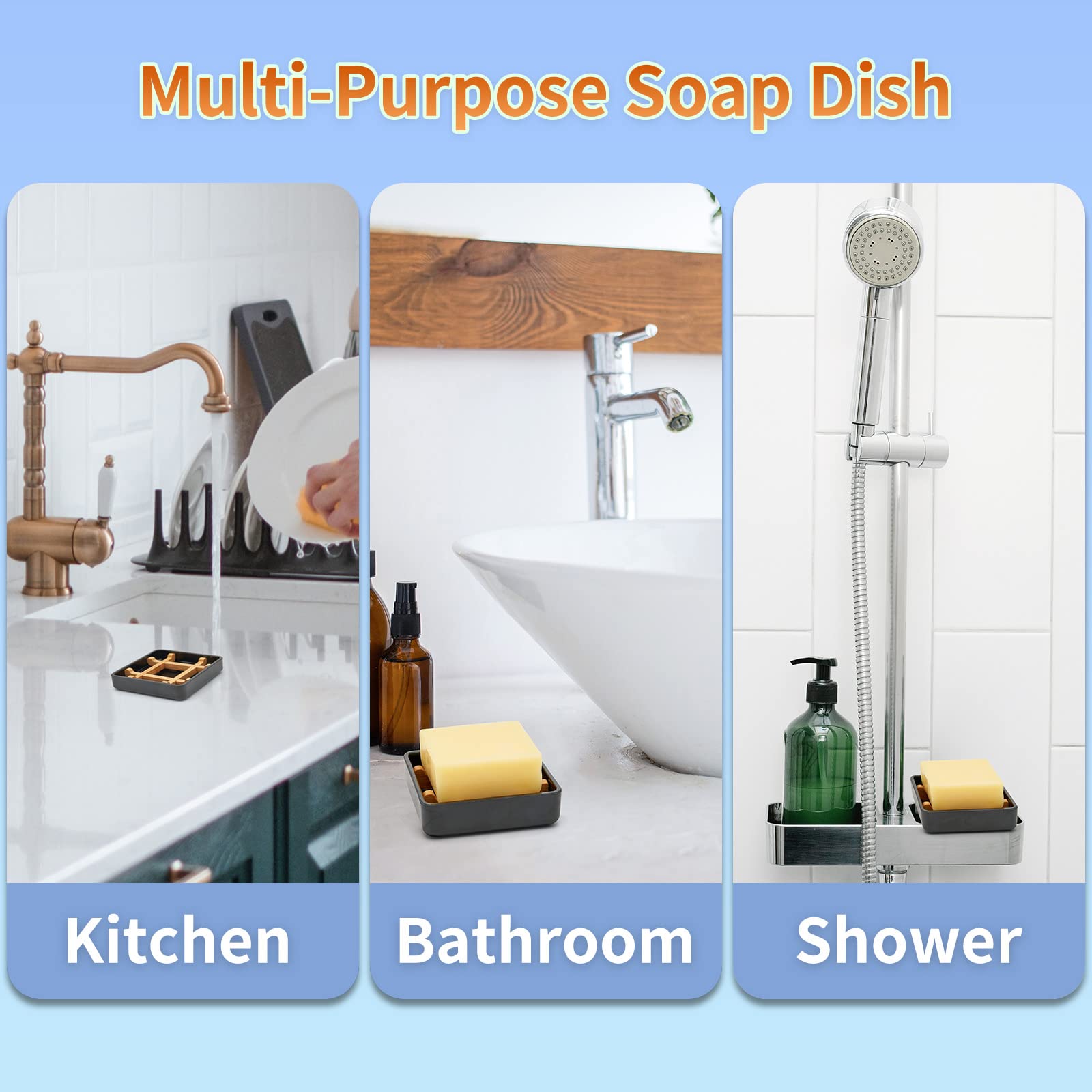 Fufengz limpieza facil jabonera bambu mantenimiento sencillo