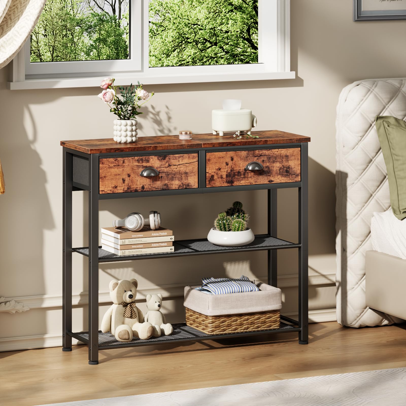 Furologee acabado marron rustico complementa decoraciones calidas.