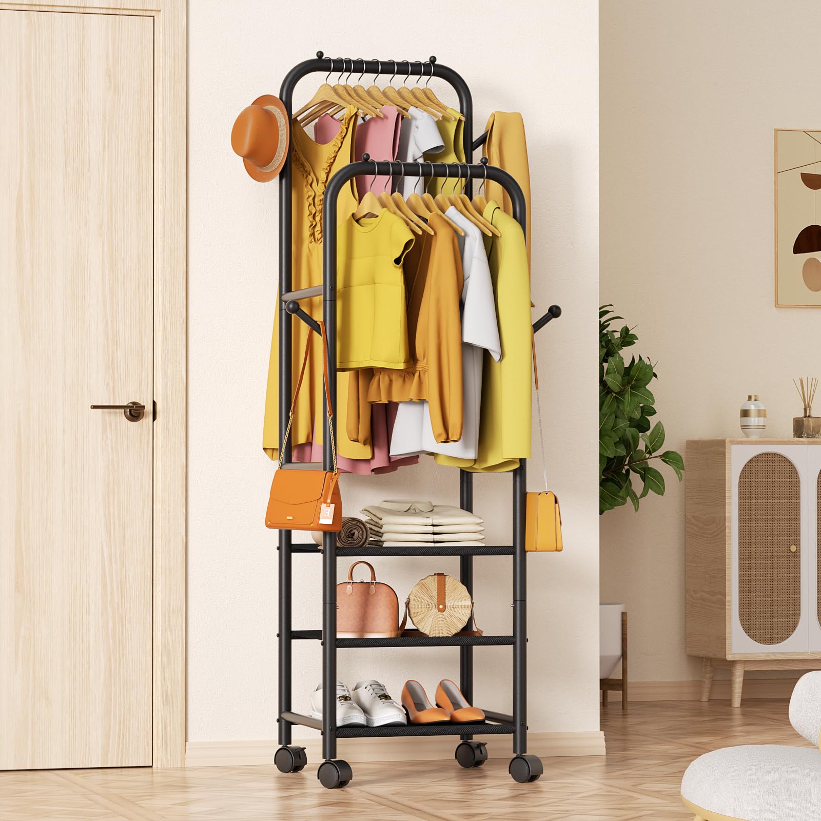 Furologee barras dobles para ropa larga, ideal para abrigos y vestidos