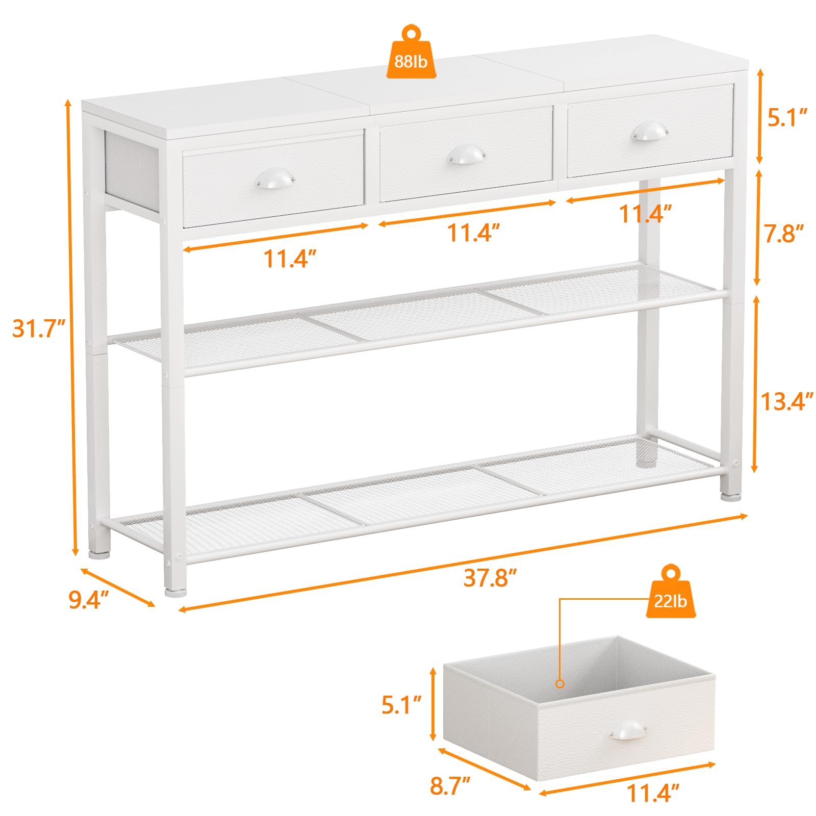 Furologee mesa consola 38p, diseño multifuncional para sala o pasillo.
