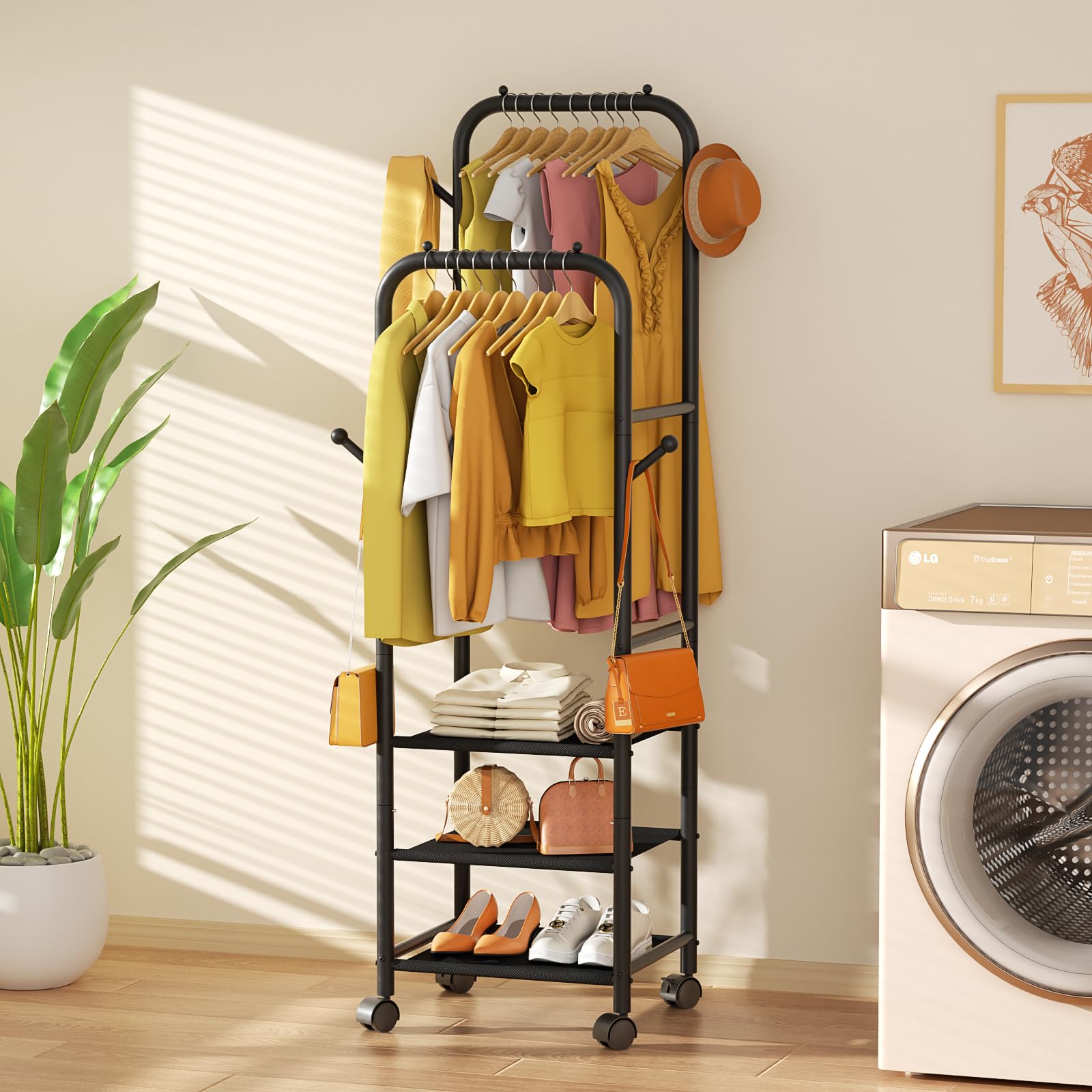 Furologee diseño móvil con giro de 360° para acceso a prendas