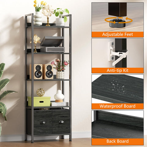 Furologee estantería estilo industrial, combinación de madera y metal