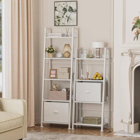 Furologee estantería escalera plantas-libros muestra plantas y libros con estilo.