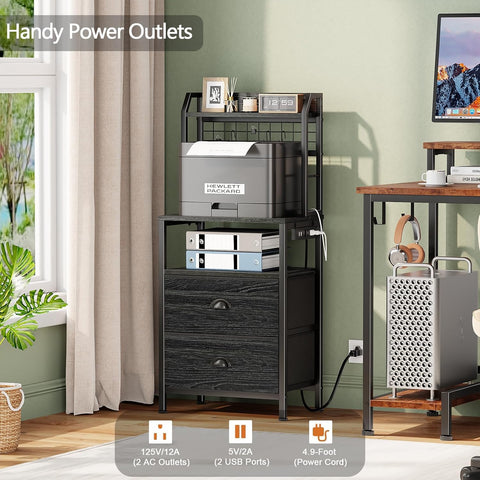 Furologee mesita-noche con dos cajones de tela para guardar objetos