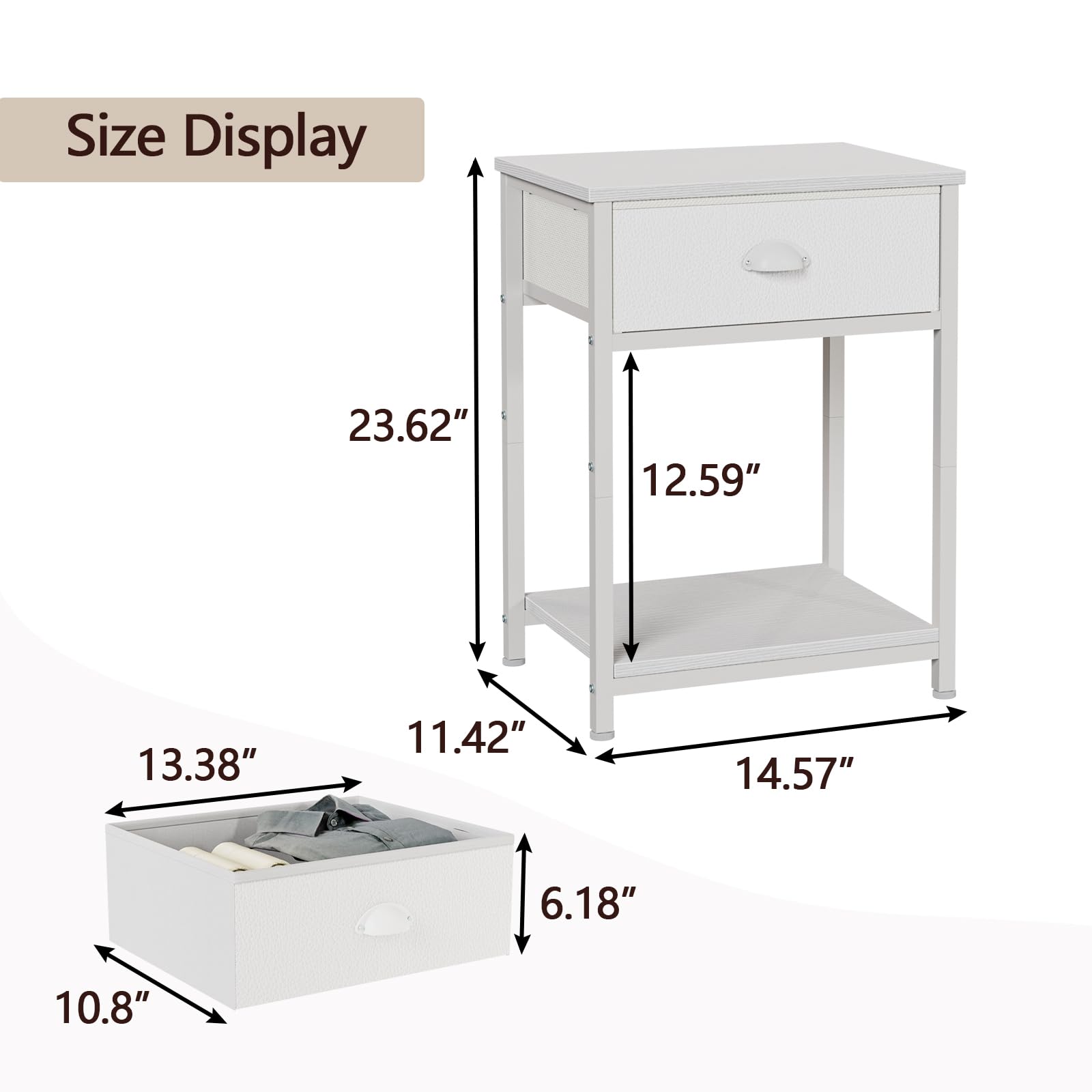 Furologee mesita noche estantes abiertos: dos niveles para libros y decoraciones