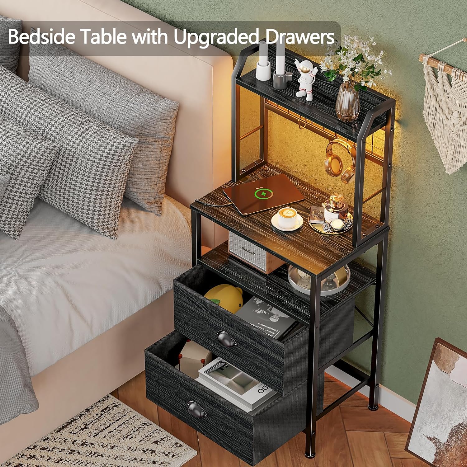 Furologee mesita-noche estructura sólida para mayor estabilidad