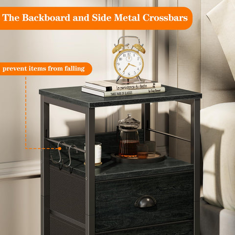 Furologee: mesitas noche con dos estantes y amplio almacenamiento