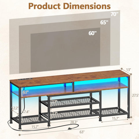 Furologee Mueble TV con estantes abiertos para organización y ventilación.
