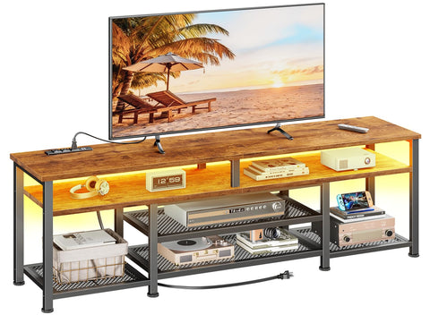 Furologee Mueble TV con luces LED que crean ambiente dinámico para entretenimiento.