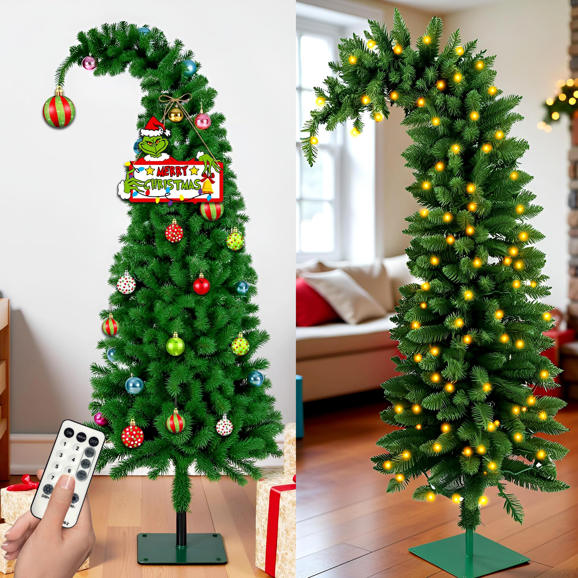 Futetui Árbol Navidad Preiluminado 5-8 pies, follaje denso para un ambiente festivo.