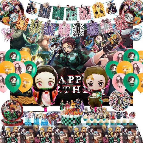 Banner Demon Slayer de Generic para cumpleaños, mejora la ambientación y la emoción del evento.