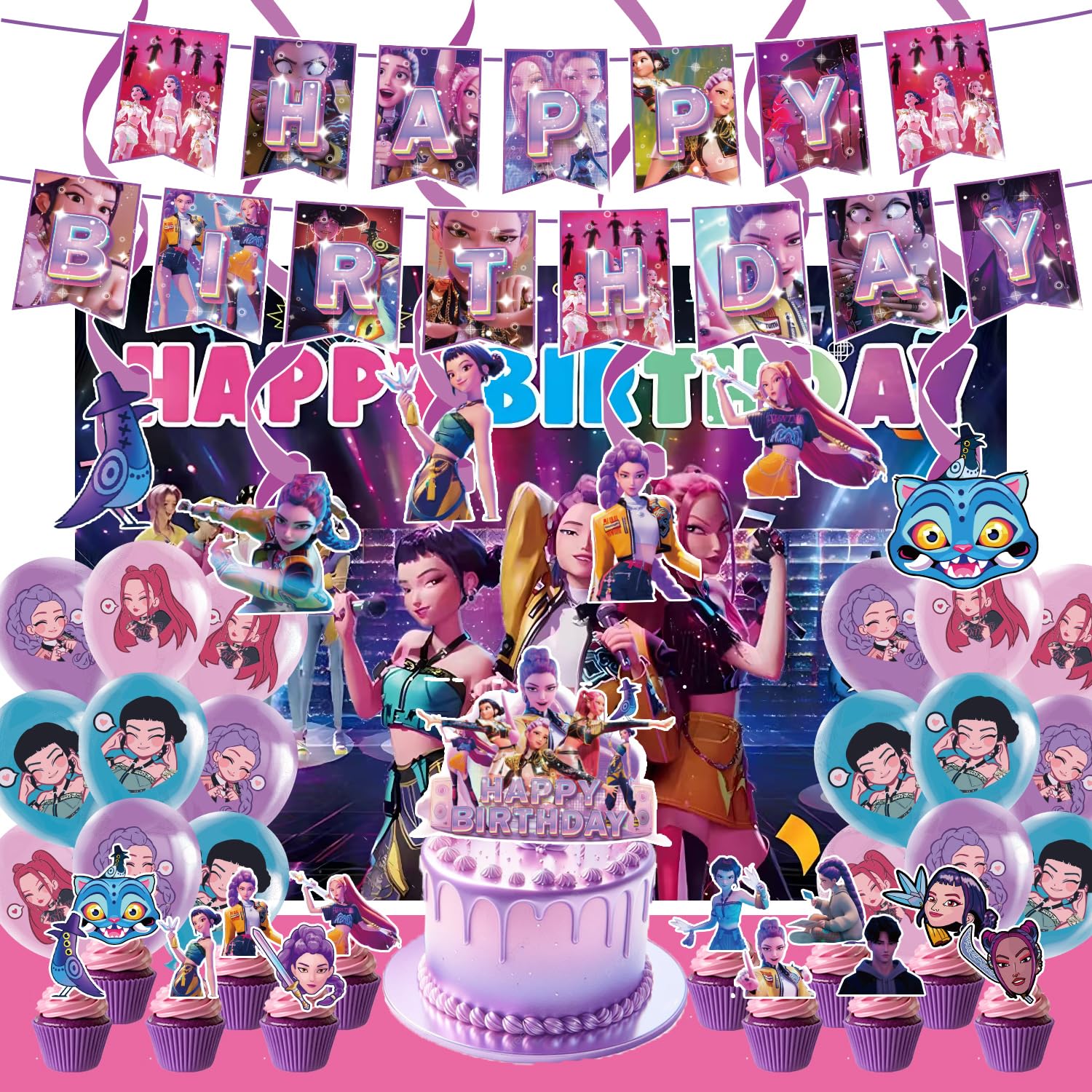 Generic banner feliz cumpleaños rosa, ideal para decorar aulas y fiestas infantiles