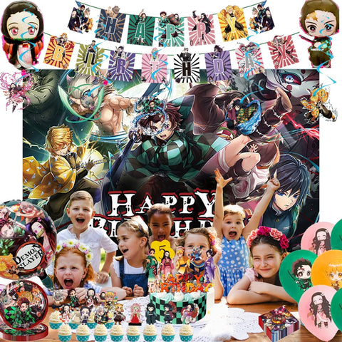 Cupcake toppers Demon Slayer de Generic para adornos temáticos brillantes.