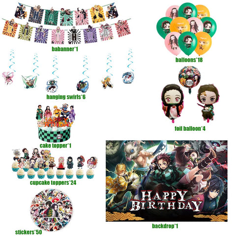 Globos de látex Demon Slayer de Generic para decoración festiva y colorida.