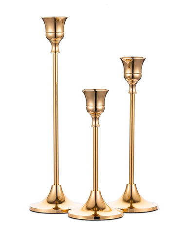 Generic portavelas dorados con base estable para centro de mesa