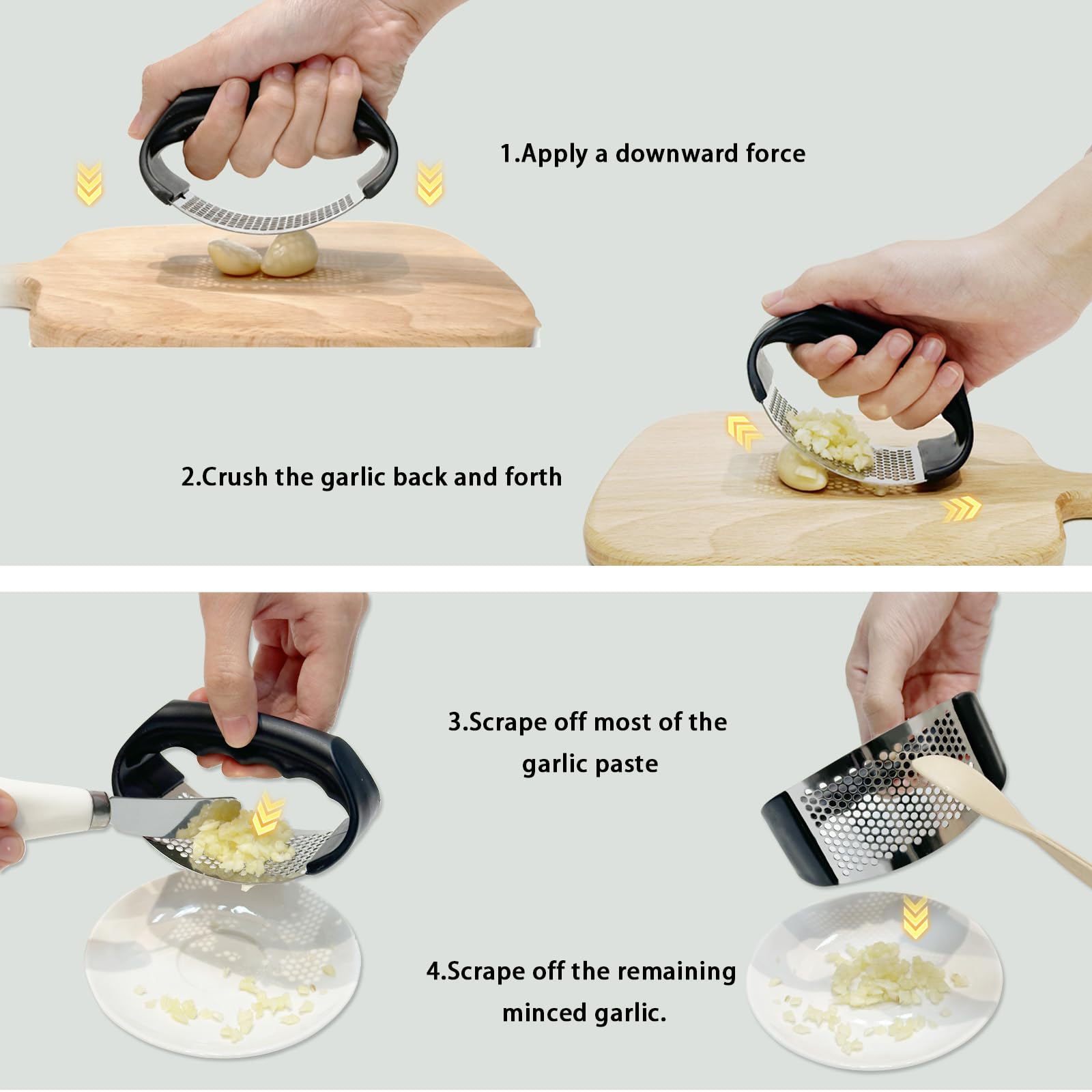 Generic Prensa de ajo rocker facilita transferir el ajo recogido.