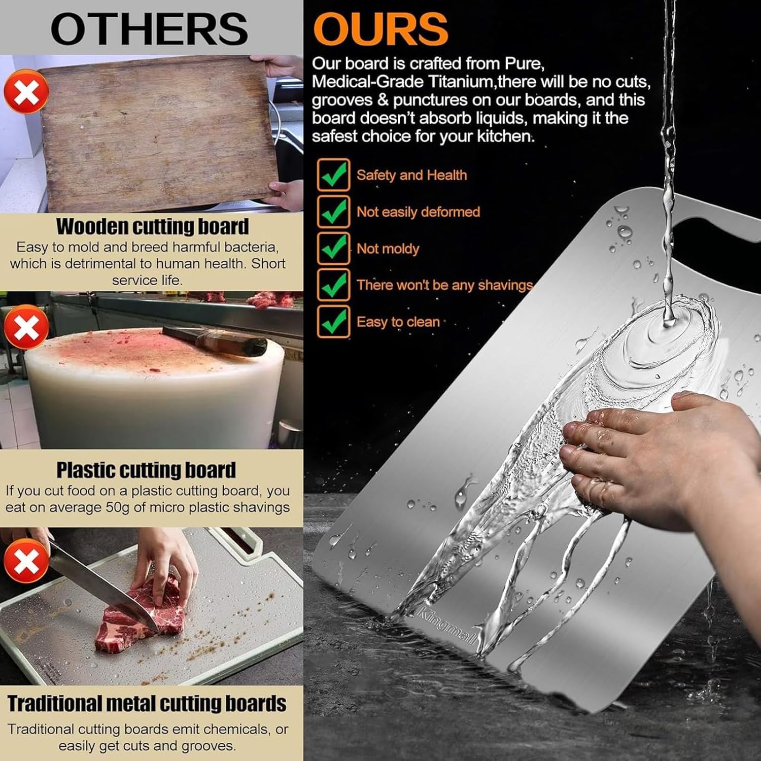 Tabla Genérica de titanio, tamaño compacto para cortes precisos y orden en la cocina.