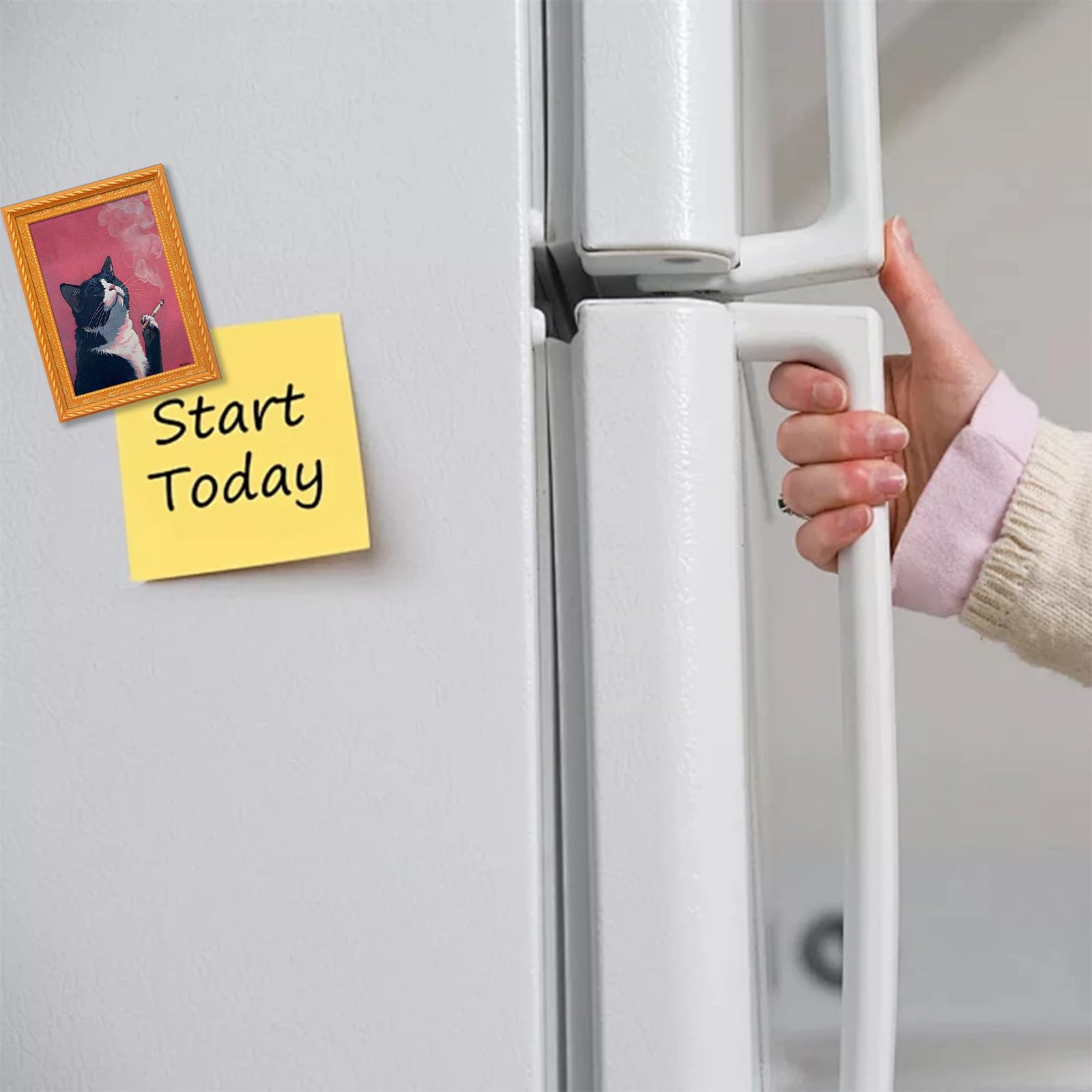 Imán genérico para nevera con marco de madera, gato retro, regalo creativo