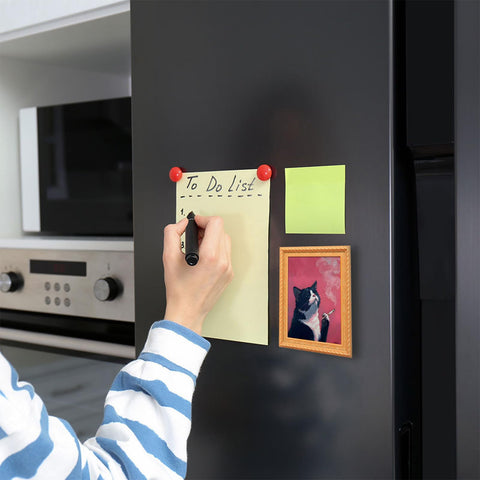 Imán genérico para nevera con marco de madera, gato retro, acabado duradero