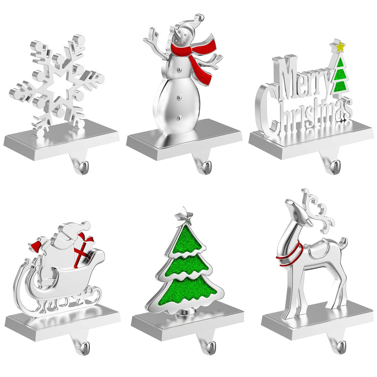 Ginbel Direct set de 6 ganchos navideños para mantel, soporte estable.