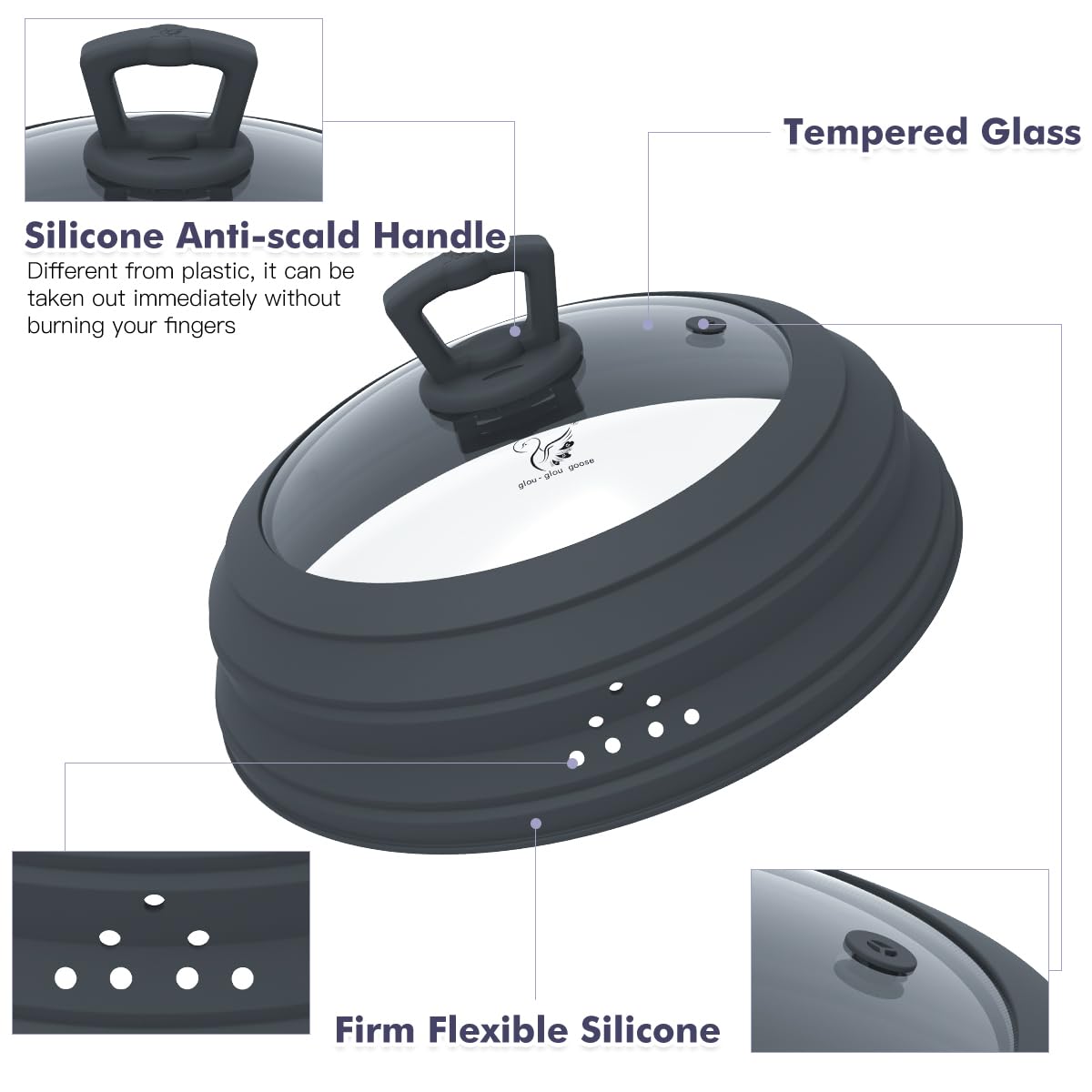 Ventilación superior y lateral de la tapa, reduce condensación en el microondas.