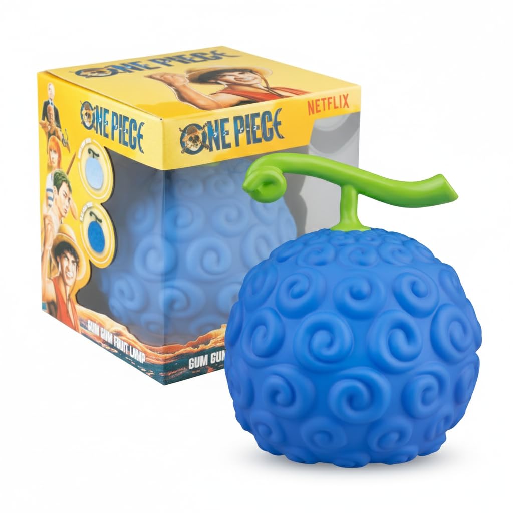 Grupo Erik lampara One Piece 3D, enfoque Gomu Gomu no Mi, luz azul suave para ambientar.