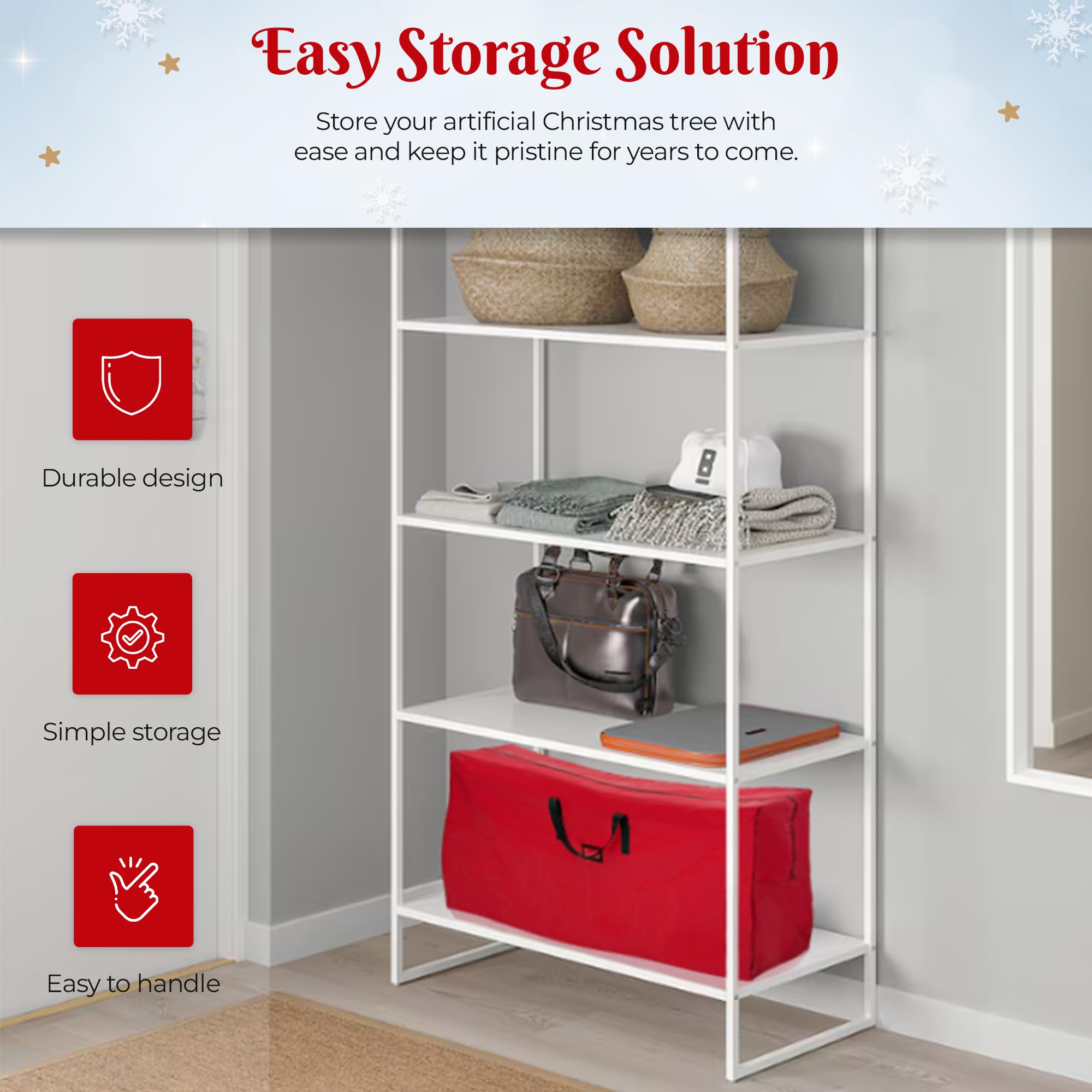 Dimensiones 48x15x20 pulgadas de la bolsa GSM Brands, espacio para árbol de 7,5 pies