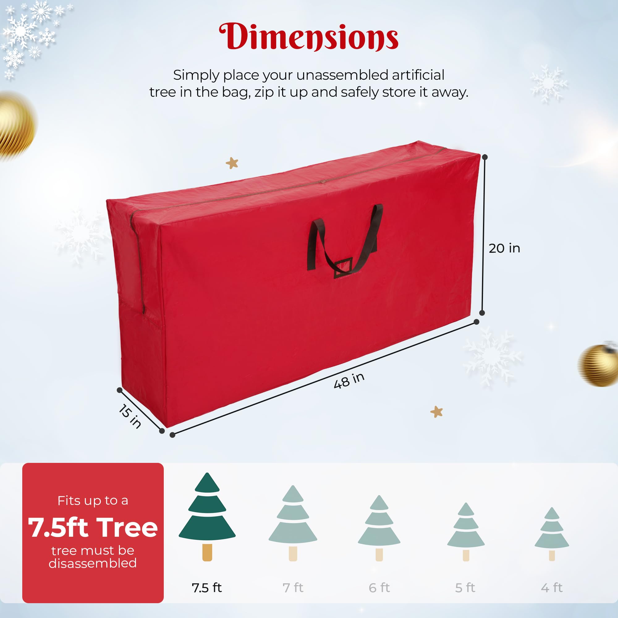 Asas reforzadas de la bolsa GSM Brands para árbol, transporte cómodo y estable