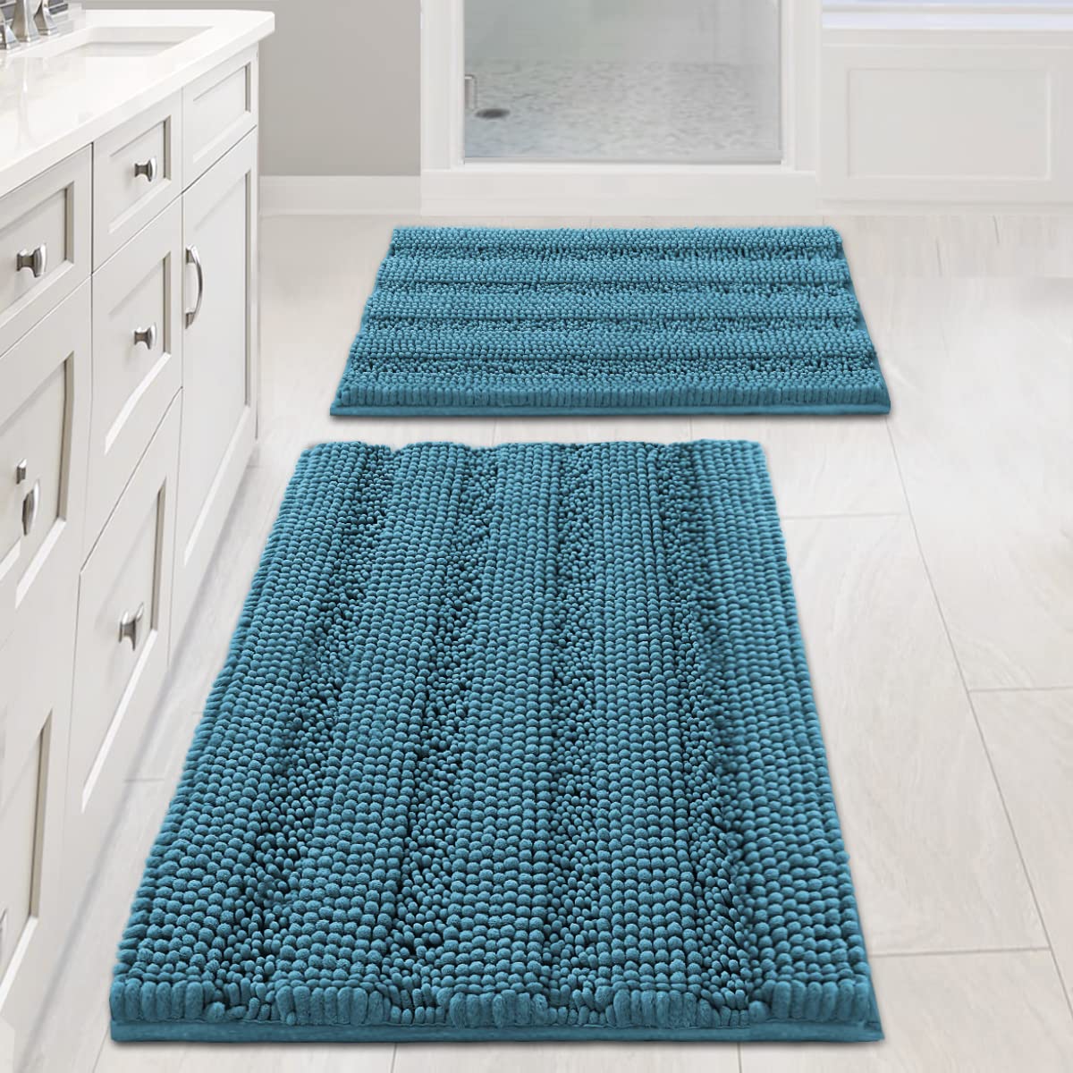 H.VERSAILTEX alfombra baño chenille turquesa 20x32 para mayor absorción y comodidad