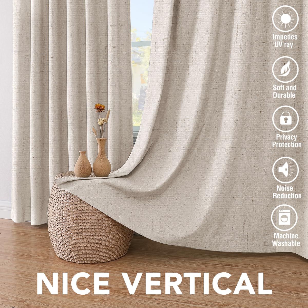 Cortinas H.VERSAILTEX para dormitorio y sala estilo natural
