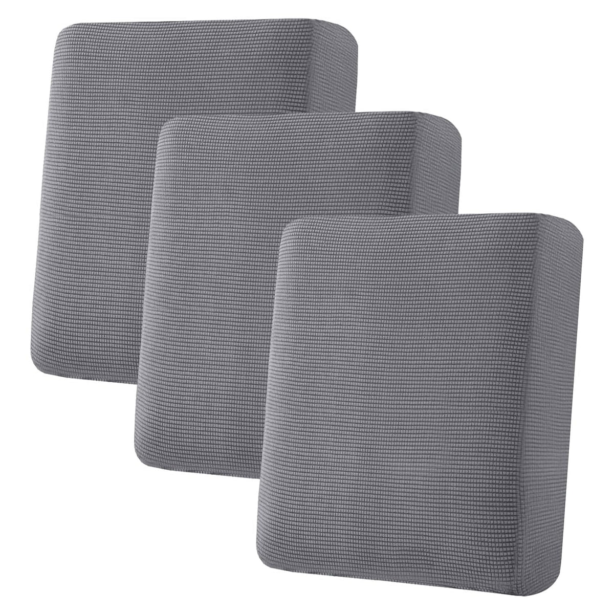 Cubiertas de cojines H.VERSAILTEX para asiento de sofá, conjunto de 3 piezas, gris y suave.