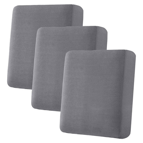 Cubiertas de cojines H.VERSAILTEX para asiento de sofá, conjunto de 3 piezas, gris y suave.