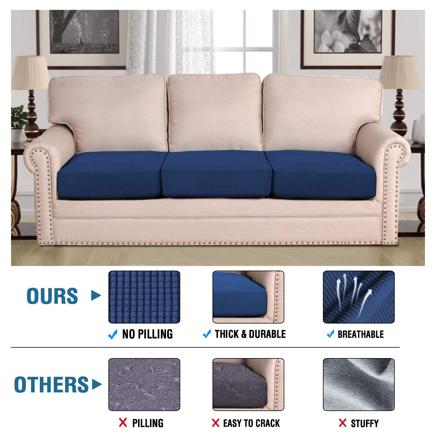 Detalle-jaquard-cuadros pequeños en funda H.VERSAILTEX