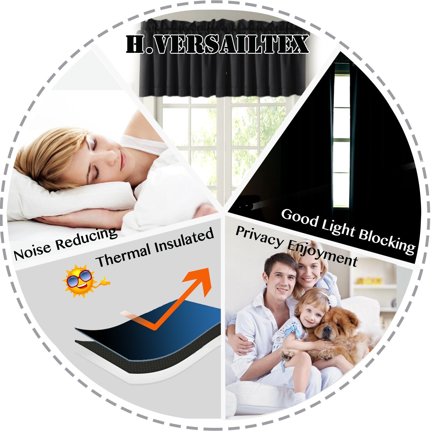 Lavado a máquina del valance negro H.VERSAILTEX