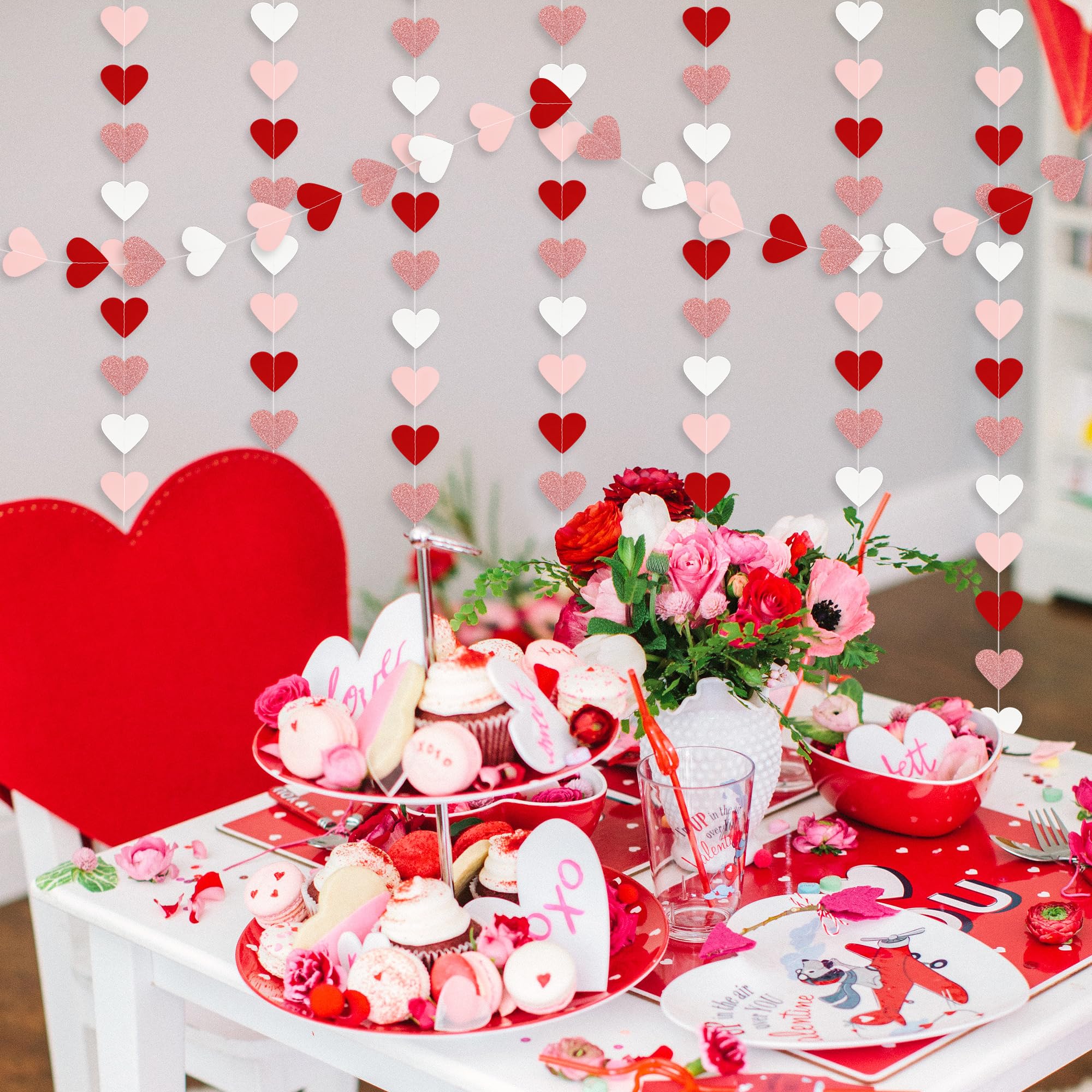 HALOGATE guirnalda de corazones para colgar en ventanas o mesas