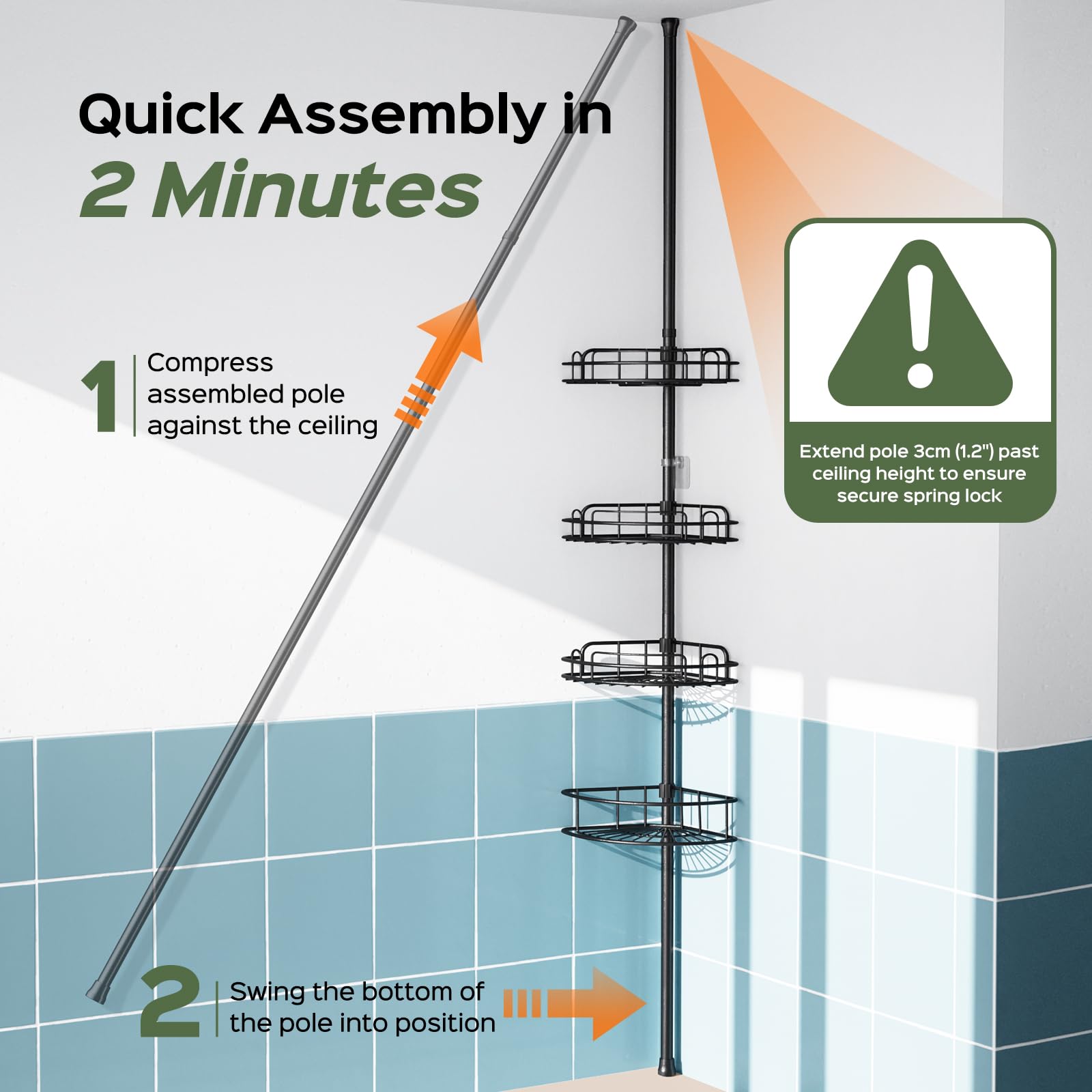 HAMITOR diseño negro elegante que maximiza el almacenamiento en el baño.