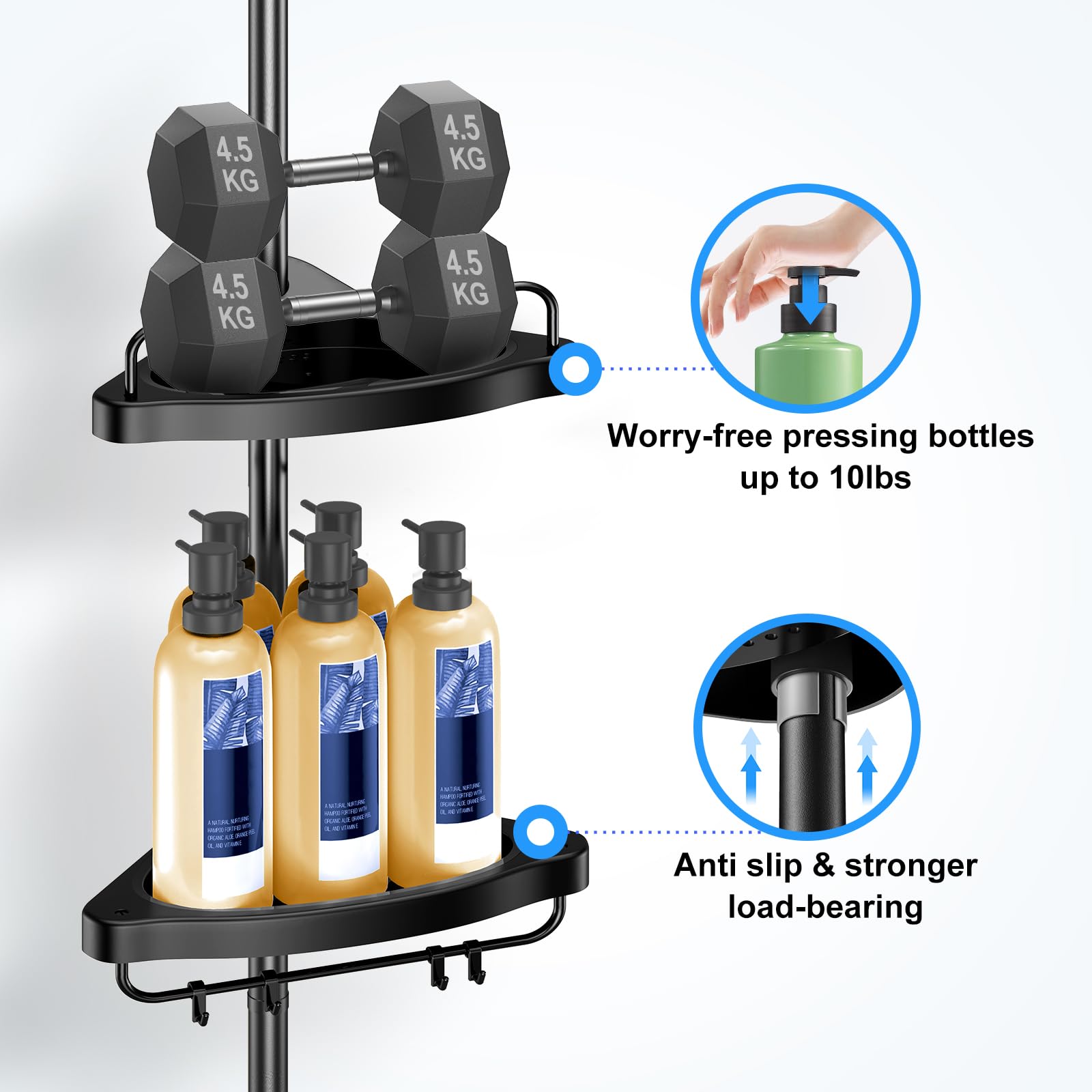 HAMITOR soporte de ducha de acero inoxidable 304 resistente a la humedad.