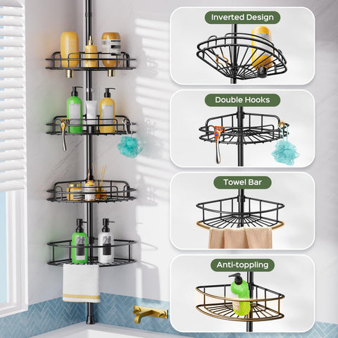 HAMITOR altura ajustable 47-121 pulgadas para duchas de distintos tamaños.