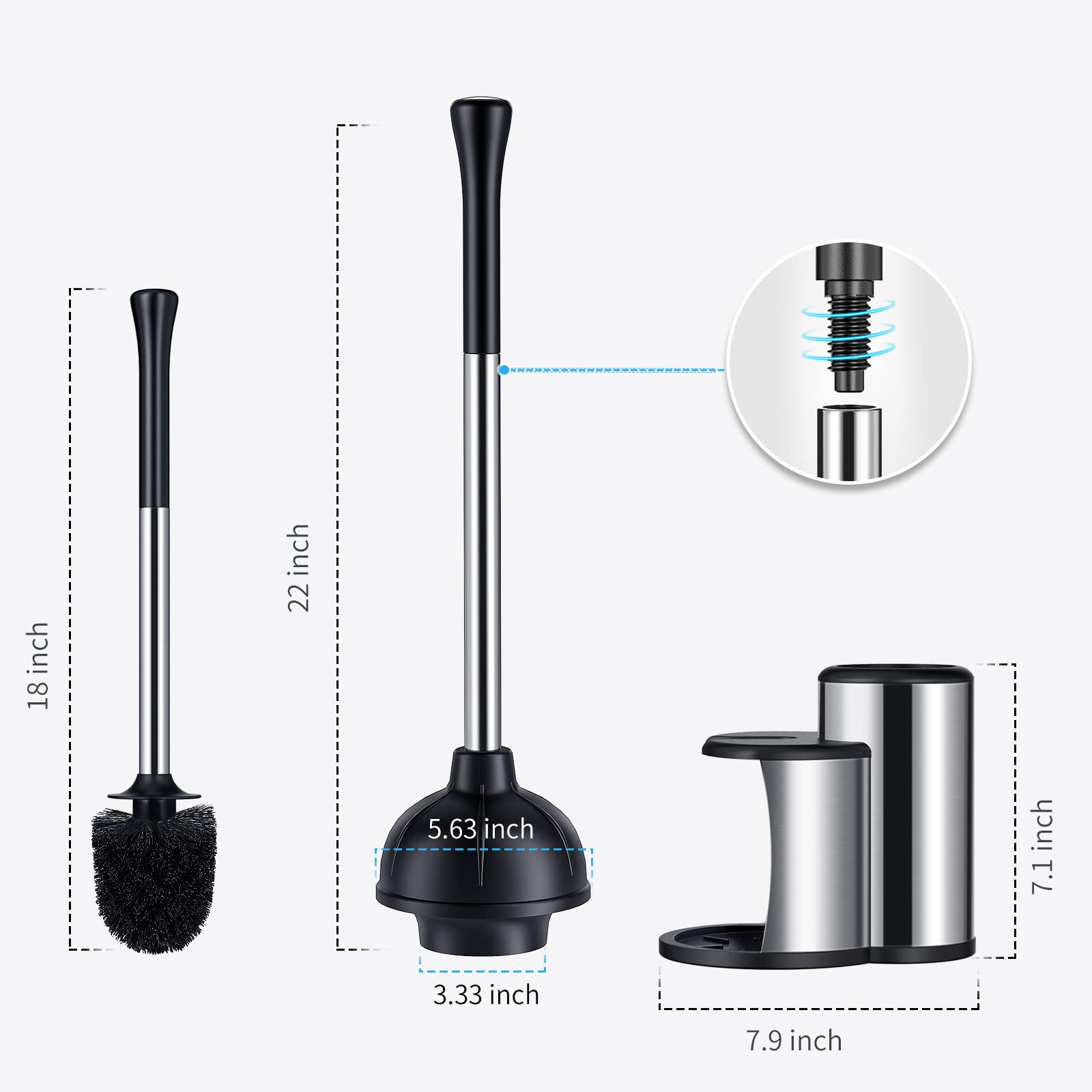 HAMITOR caddy compacto para guardar desatascador y cepillo sin goteos