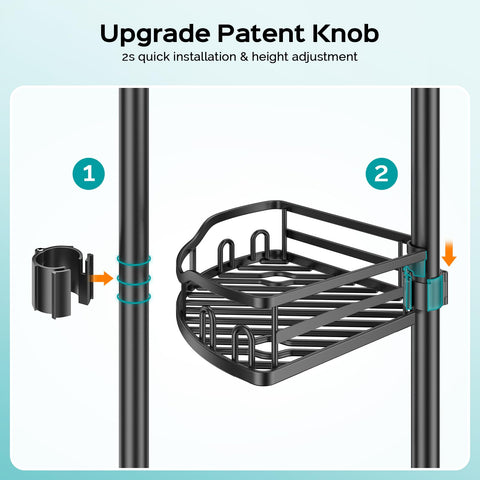 HAMITOR estantería de ducha con cuatro estantes para botellas y accesorios.