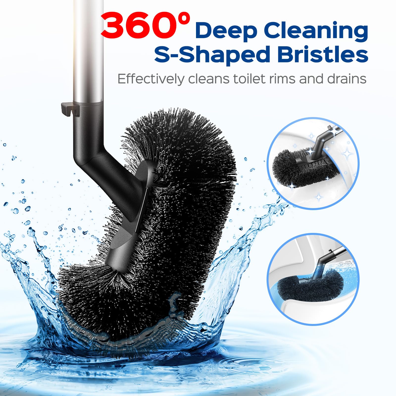 HAMITOR mango-18-pulgadas en acero inoxidable, alcance cómodo para limpieza precisa.