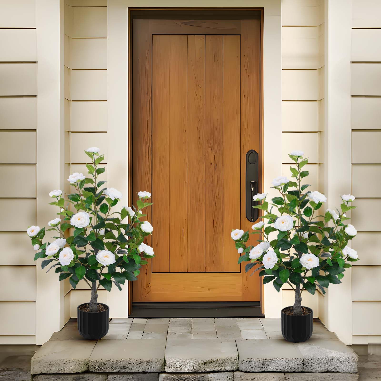 Hananona camelia artificial arbol-blanco-2, ideal para exteriores sin mantenimiento