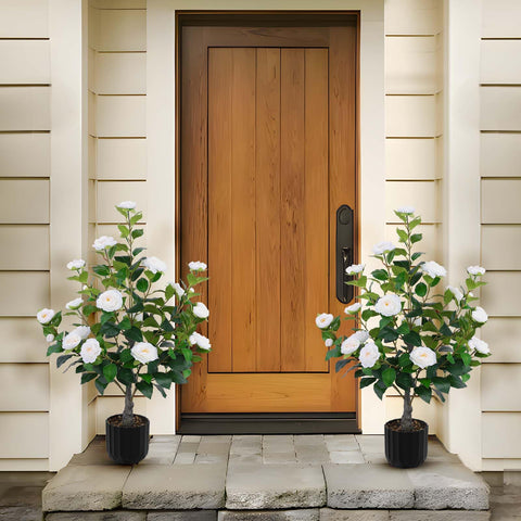 Hananona camelia artificial arbol-blanco-2, ideal para exteriores sin mantenimiento